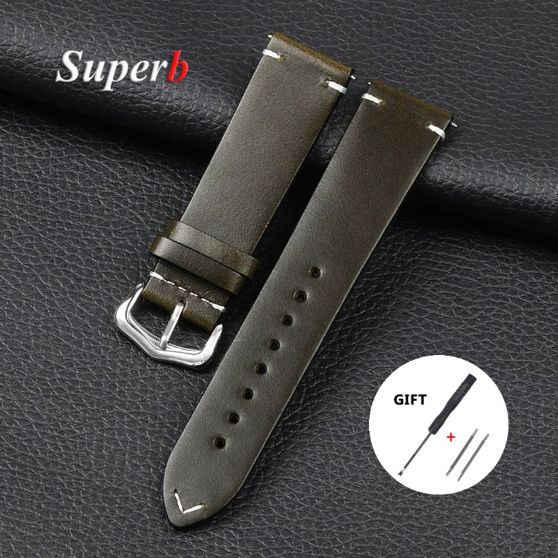 Vintage Ölwachs Lederarmband 18-24mm für Uhr und Smartwatch – Herren Damen