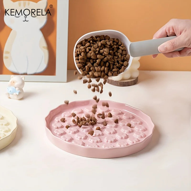 Keramik langsam fressender Napf mit Pfoten Design für Haustiere