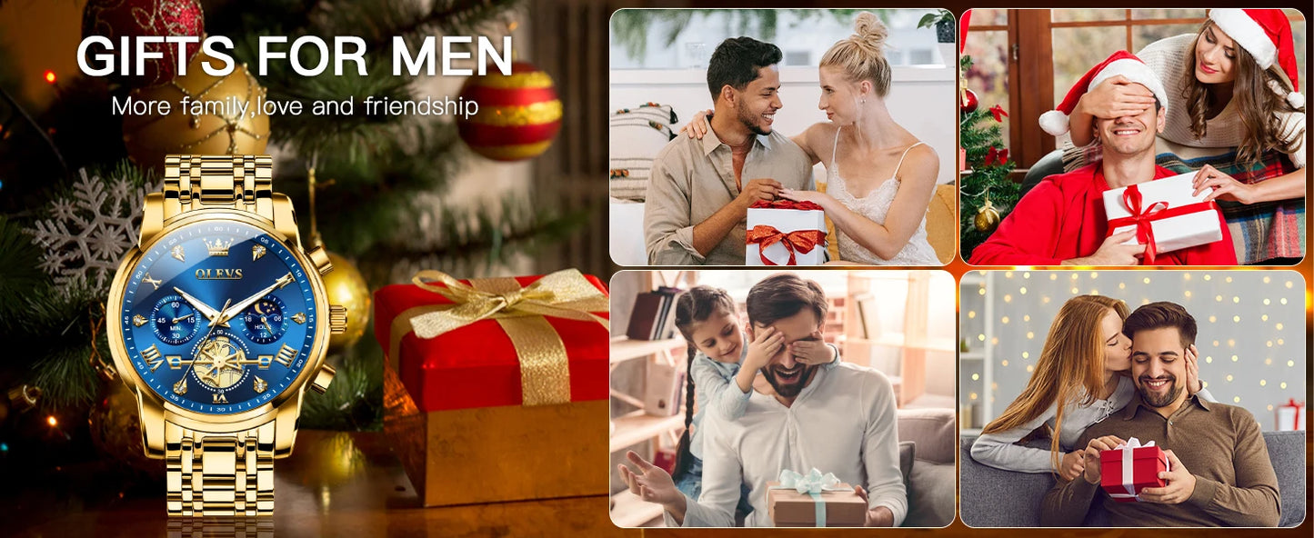 Klassische Herrenuhr mit Mondphase und Wasserdichtigkeit 3BAR