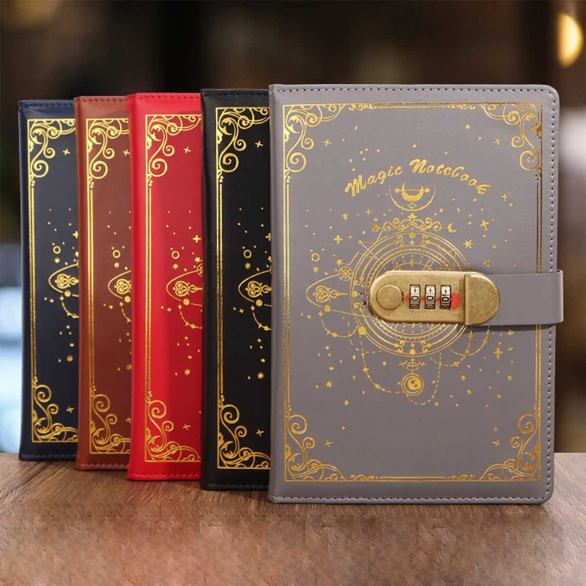 PU-Notizbuch mit Passwortschutz, 200 Seiten, ideal für Büro und Schule