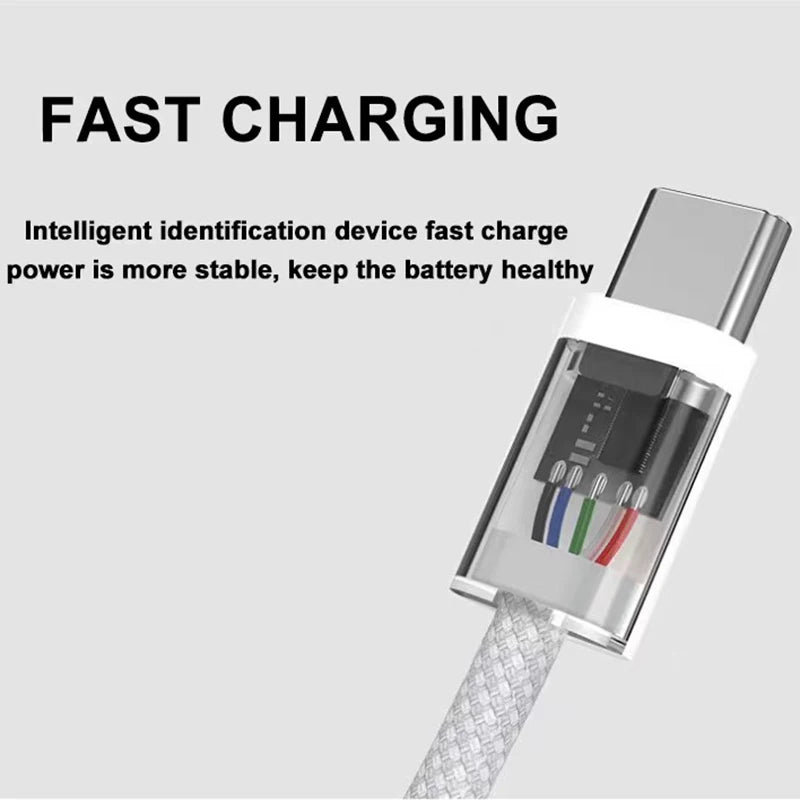 USB C auf Typ C Schnellladekabel 60W – Geflochtenes Datenkabel für Geräte