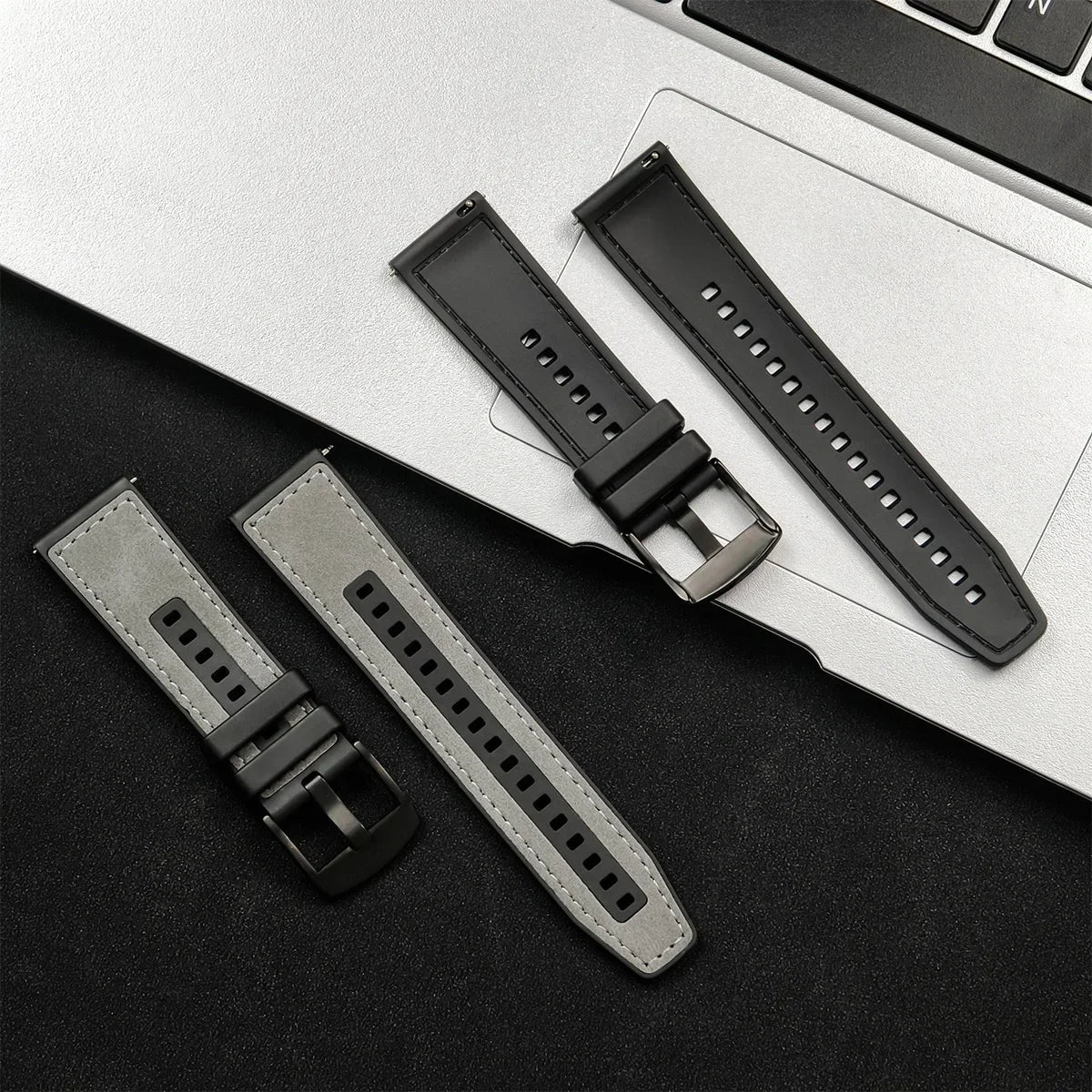 22 mm Leder-Silikonarmband kompatibel für Huawei und Samsung Galaxy Watch-Yabubest - Home & More