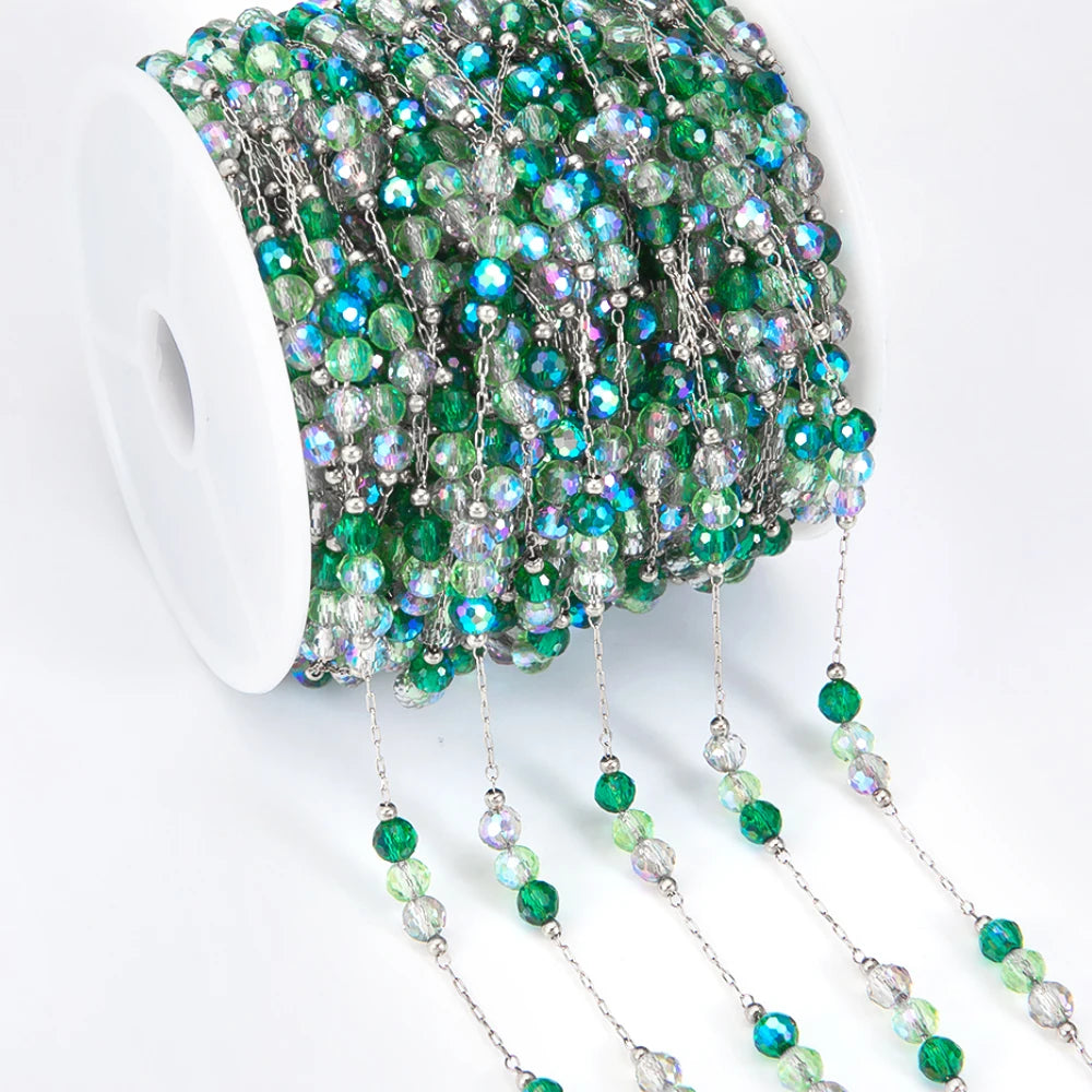 Edelstahl Perlenkette 1 Meter mit Farbverlauf für DIY Schmuck