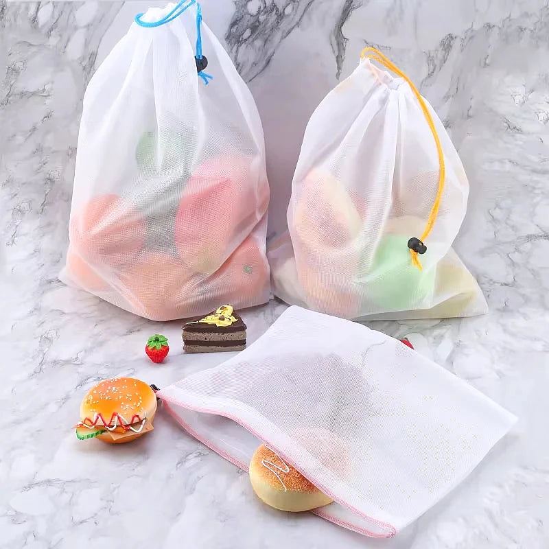 Wiederverwendbare Netzbeutel für Obst Gemüse und Spielzeug