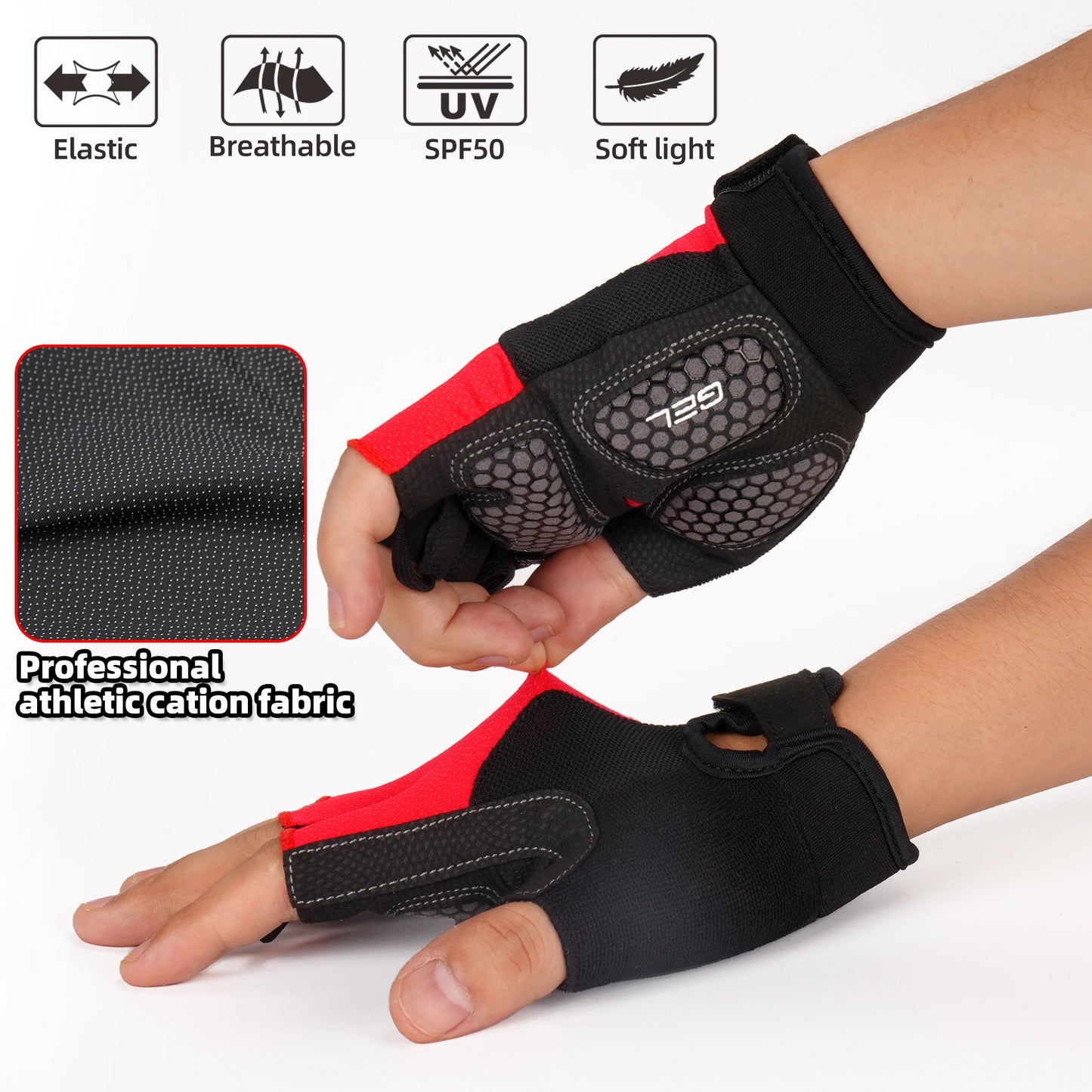 Halbfinger Fahrradhandschuhe mit Gelpolster rutschfest stoßgedämpft Unisex
