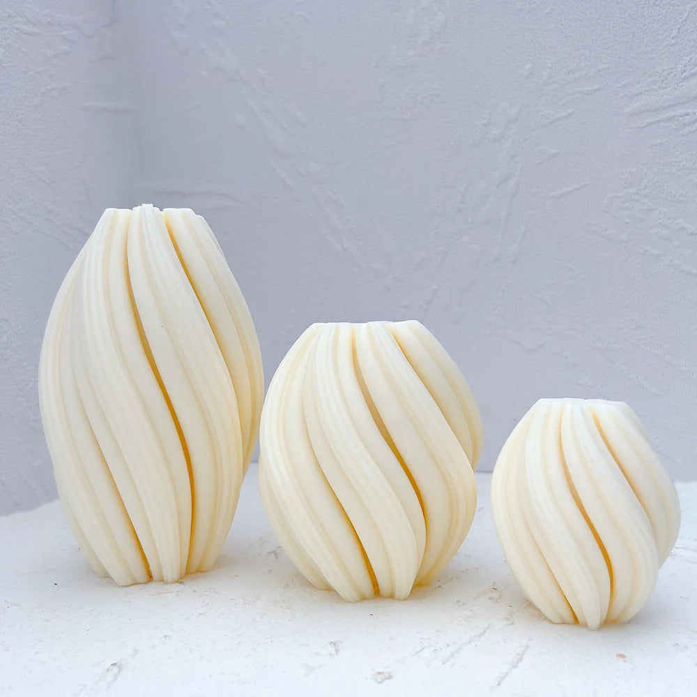 Geometrische Wellenwirbel Kerzenformen in drei Größen aus Silikon