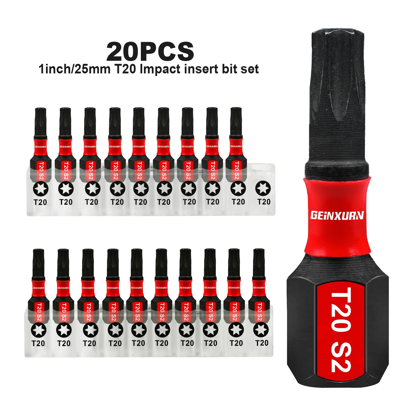 Schlagfestes Magnet Torx Bit Set T20 aus S2-Stahl für Präzision