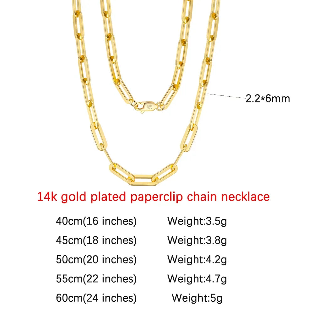 Orsa Jewels 14K vergoldete 925er Sterlingsilber Halskette Büroklammer