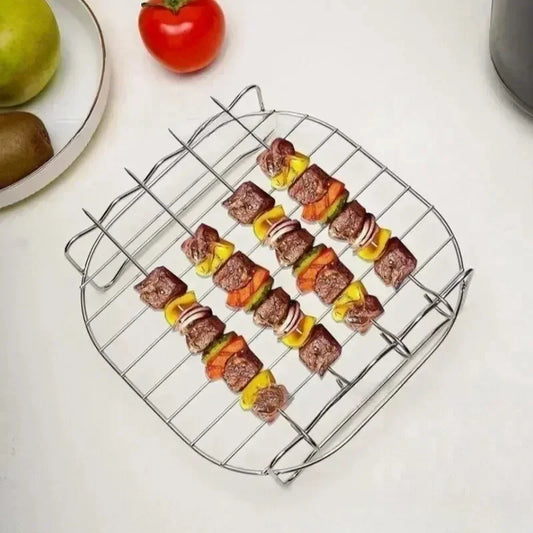 Doppelschicht Edelstahl Grillrost für Airfryer Küche Esszimmer Bar