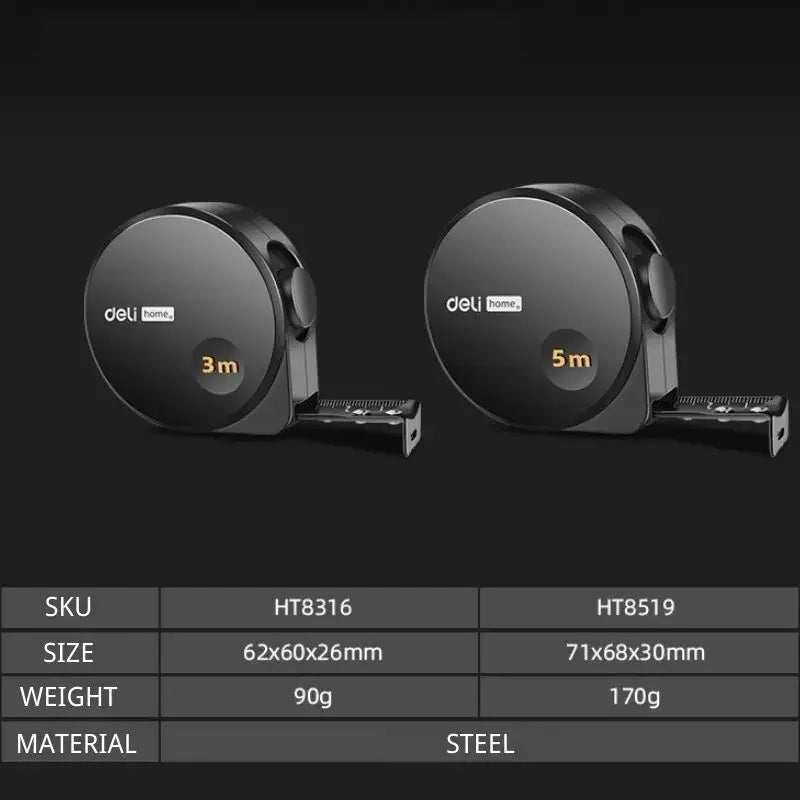 5m Maßband Stahl schwarz Holzverarbeitung tragbares Messwerkzeug