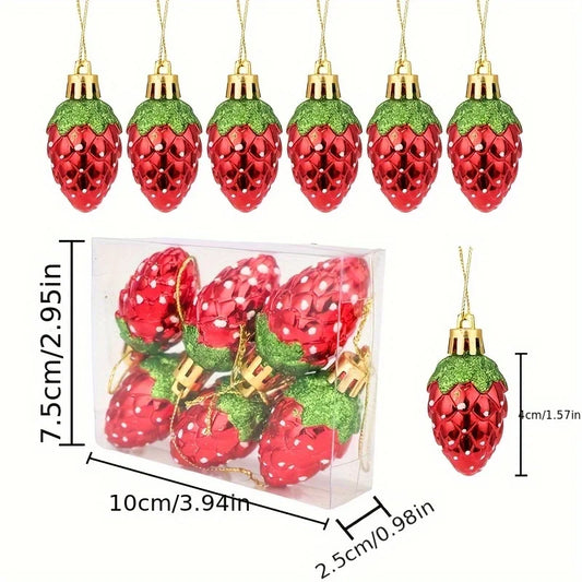 Dekorative rote Weihnachtsbaumanhaenger aus Kunststoff im 6er Set