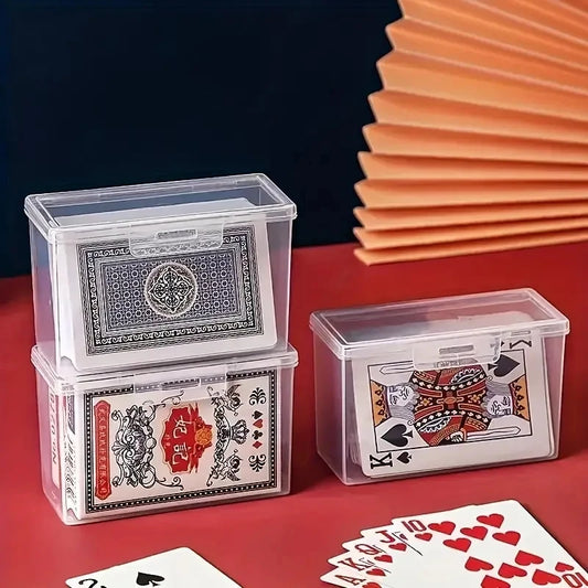 Transparente Kunststoff-Spielkartenbox mit Fotohalter – strapazierfähig - kompakt