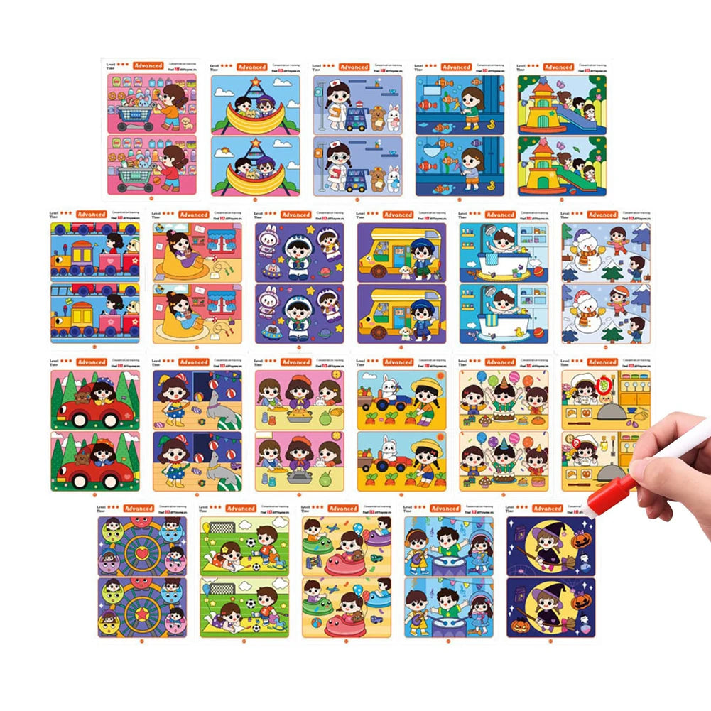 64-teiliges Montessori Lernspiel – Konzentration - Fehler Finden für 6-12 Jahre
