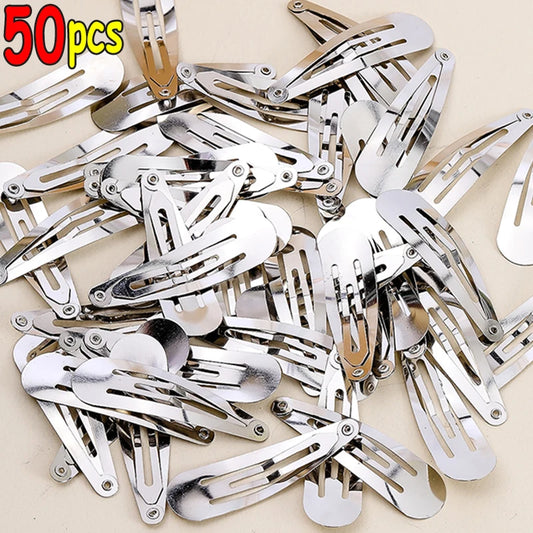 50er Set Tropfenförmige BB Haarspangen Silber für Mädchen DIY Haarschmuck