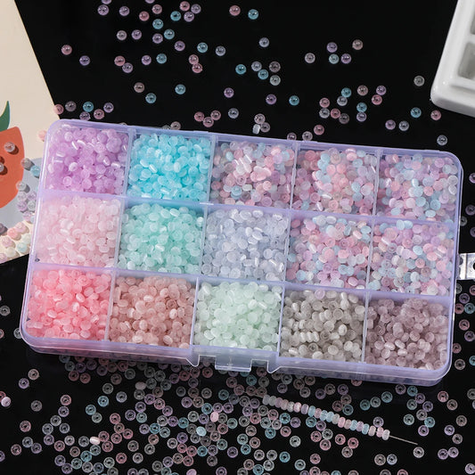 Bunte 4mm Glas Katzenaugen Rocailles Perlen für DIY Schmuck