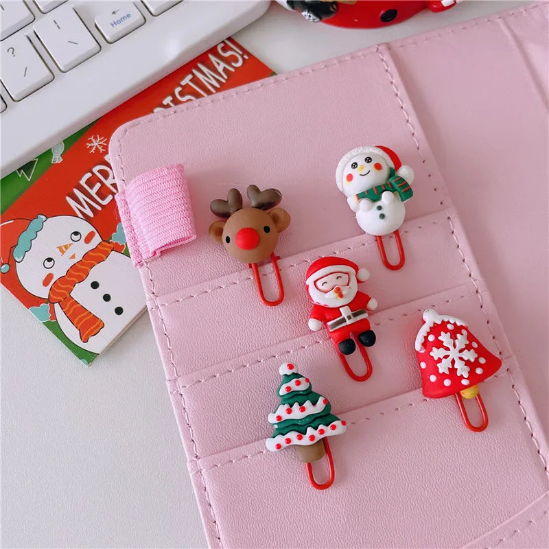 5 Stück Weihnachtliche Büroklammern Set Harz Design Deko Geschenk