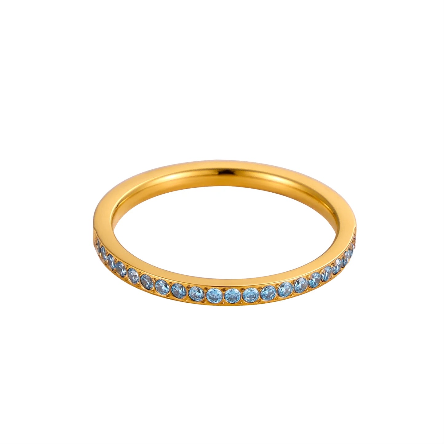 Goldfarbener Edelstahl Ring mit Mini Zirkon Herz Design für Frauen