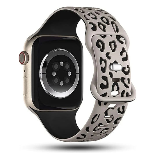 Leopardenmuster Silikonarmband für Apple Watch 38-49 mm – sportlich - komfortabel