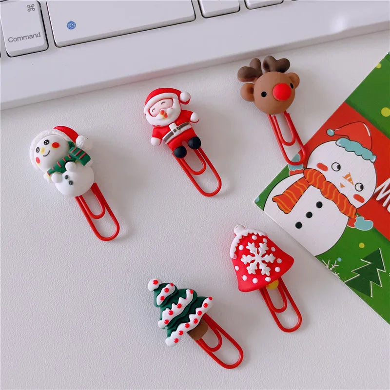 5 Stück Weihnachtliche Büroklammern Set Harz Design Deko Geschenk