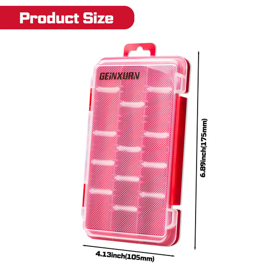 Flacher Kleinteile-Organizer Rot – transparent, tragbar, m. Trennwänden
