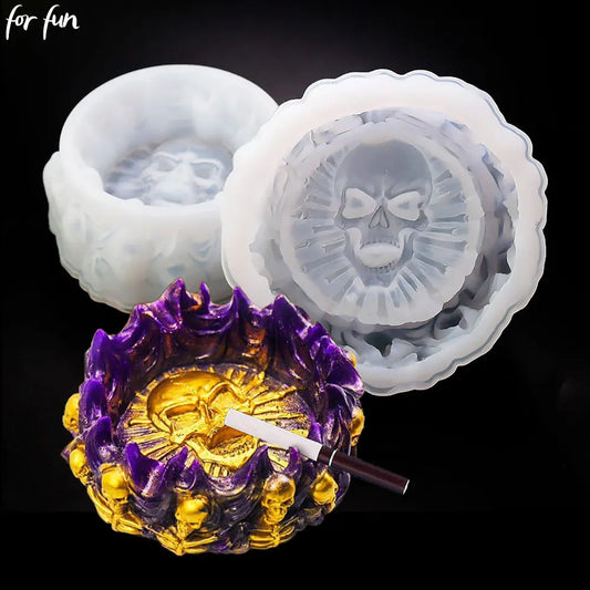 DIY Silikonform Totenkopf für Epoxidharz Aschenbecher 13x13x5,2cm