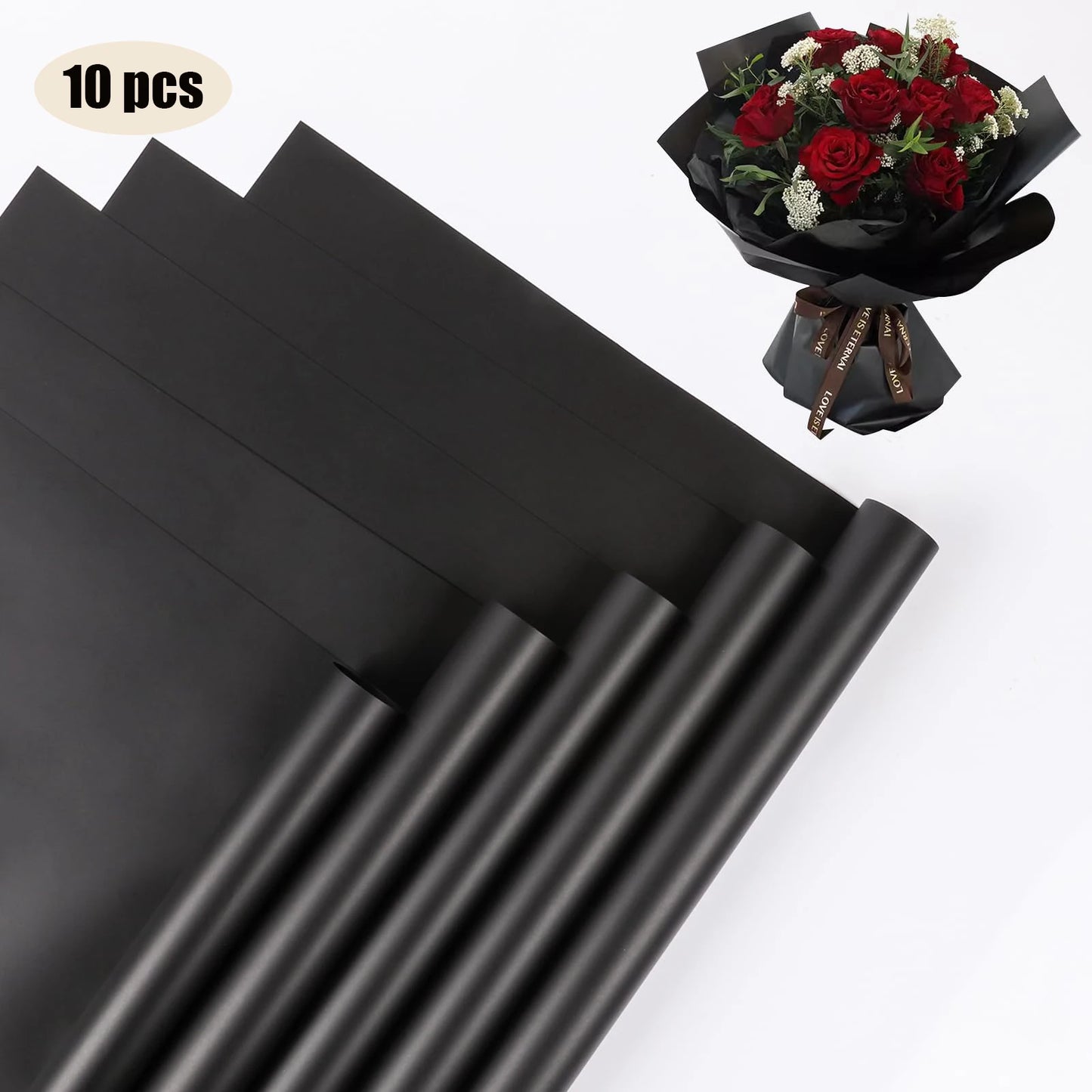 10 Blatt wasserfestes Blumen-Geschenkpapier mit goldenen Kanten für DIY-Feiern