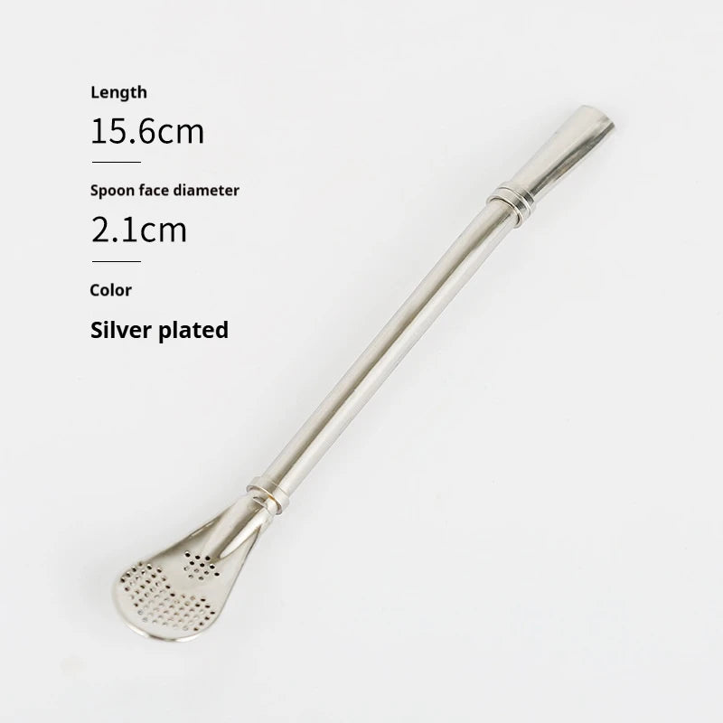 Wiederverwendbare Edelstahl Trinkhalme und Löffel mit Bürste