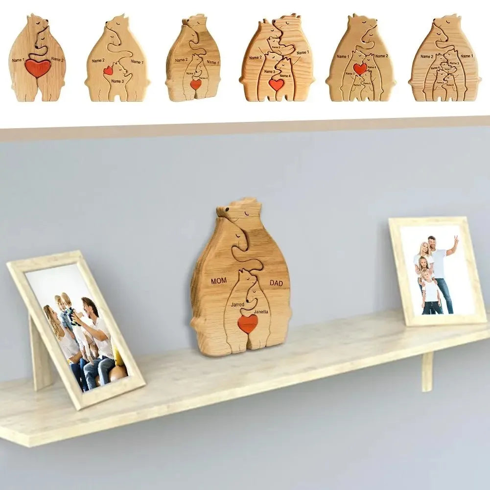 Personalisierbares Familienpuzzle aus Holz als Dekoration und Geschenk