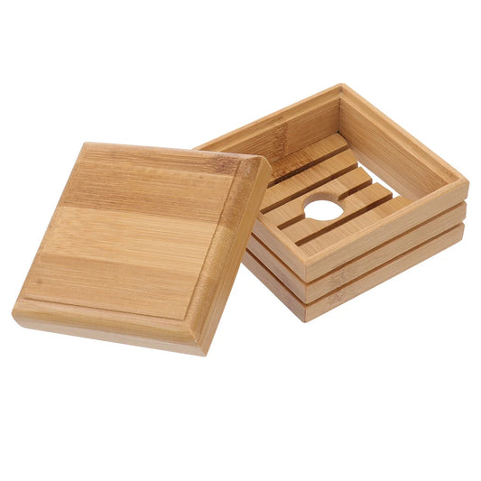 Bambus Seifenhalter mit Deckel Selbstentwässernd Nachhaltig für Badezimmer