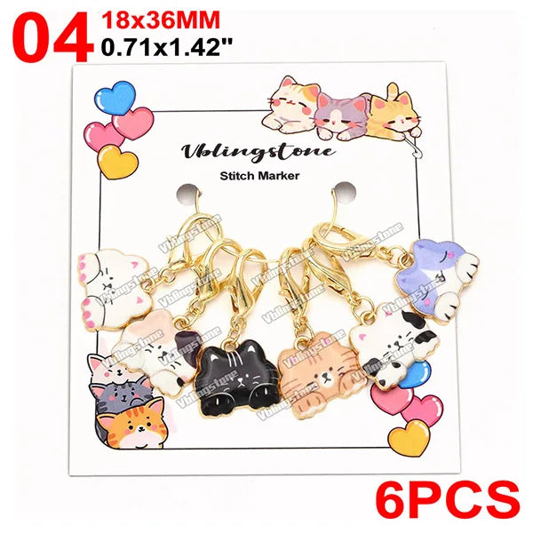 Mix Metall Katze Anhänger Häkeln und Stricken Stich Marker Kits Nadel Clip