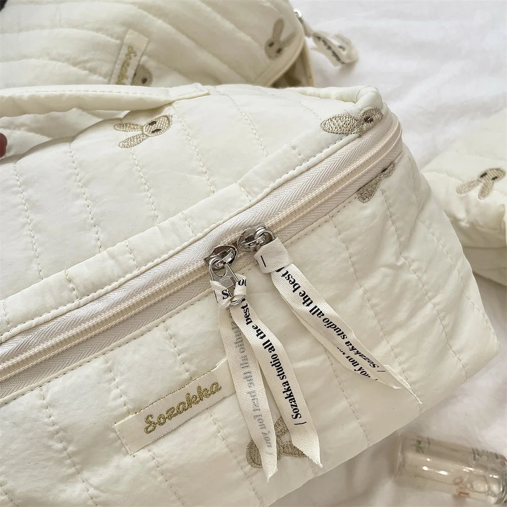 Praktische Kosmetiktasche aus weichem Baumwollstoff für Damen