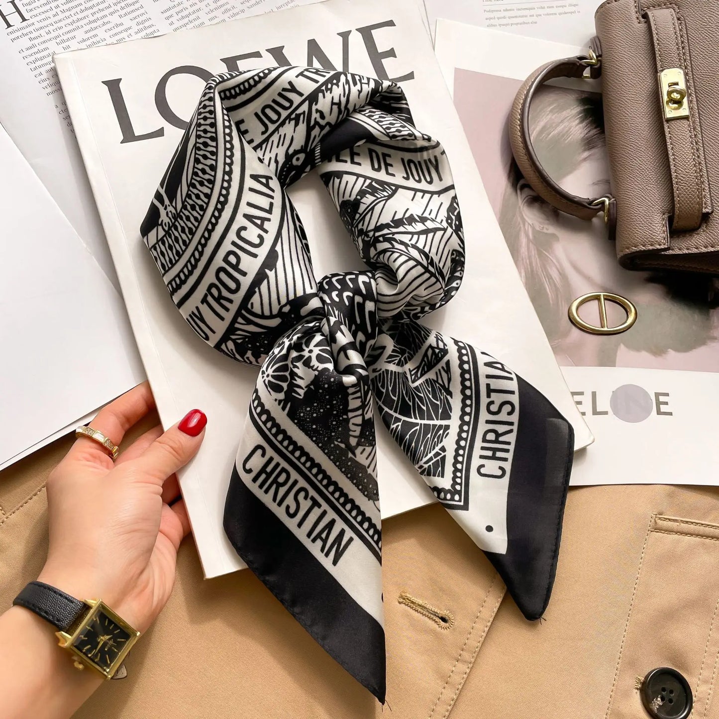 Modischer Hahnentritt Quadratschal für Damen – vielseitig tragbar