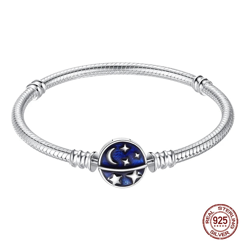 Armband Silber 925 mit Stern Mond Sonne und Grünem Zirkon Charm