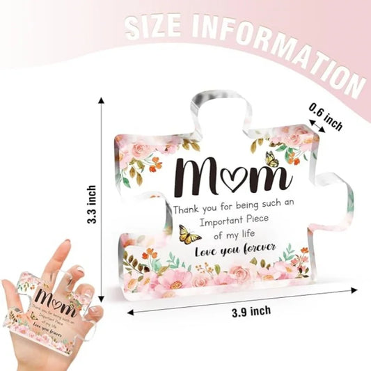 Transparentes Acryl-Puzzleteil LOVE – Modernes Geschenk für Mama