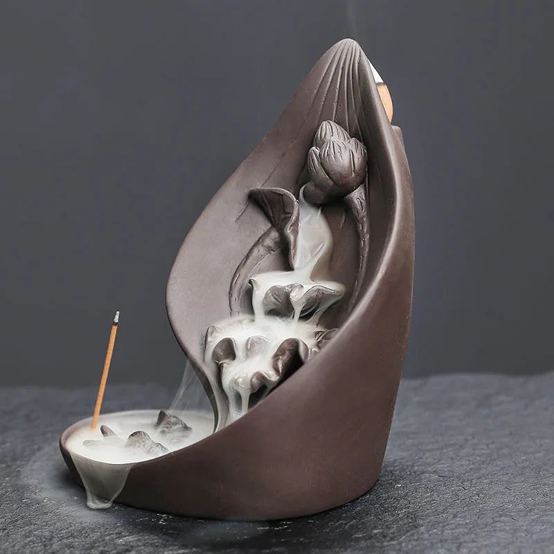 Kreatives lila Lotusblatt Räuchergefäß aus Keramik