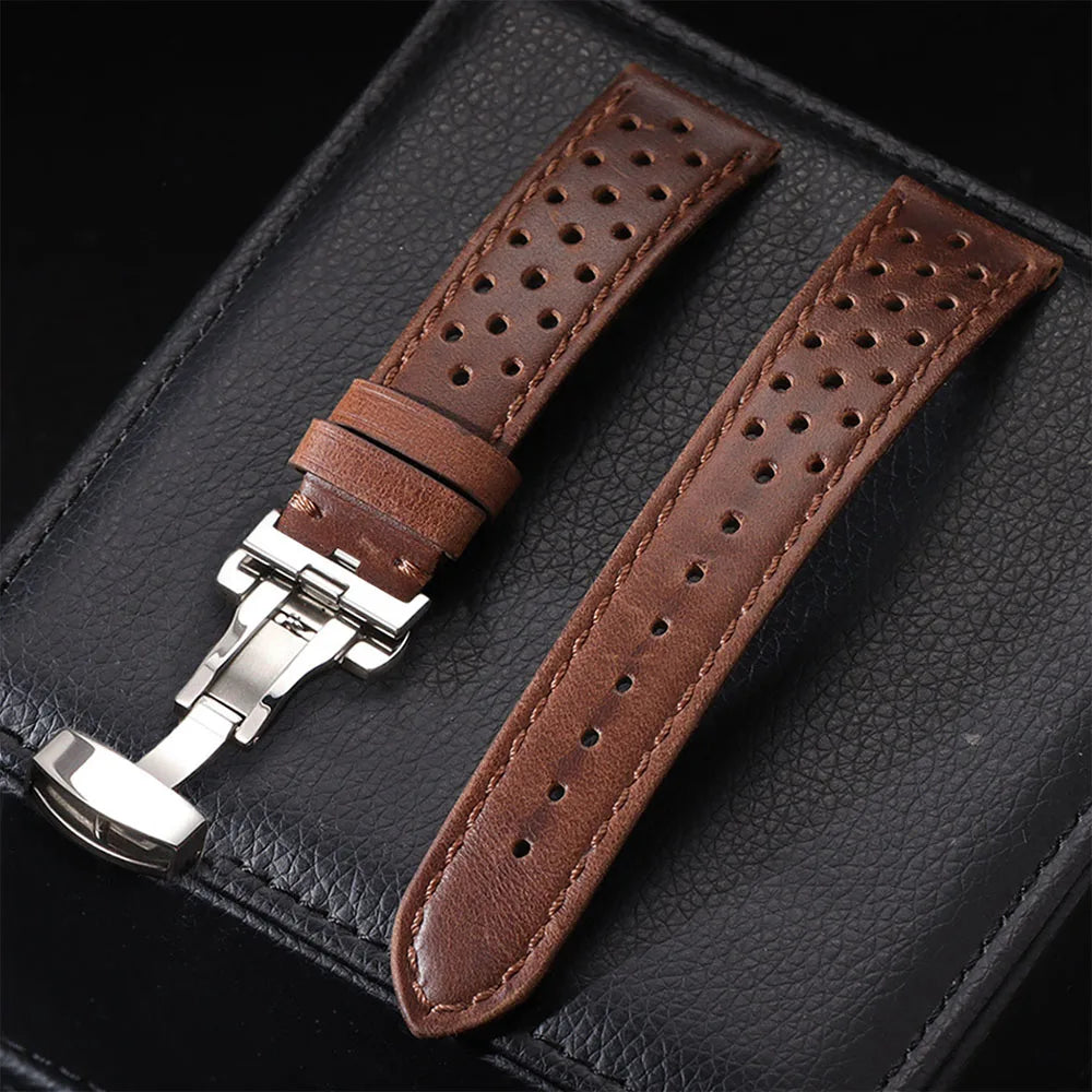 Vintage Uhrenarmband aus echtem Rindsleder in drei Breiten