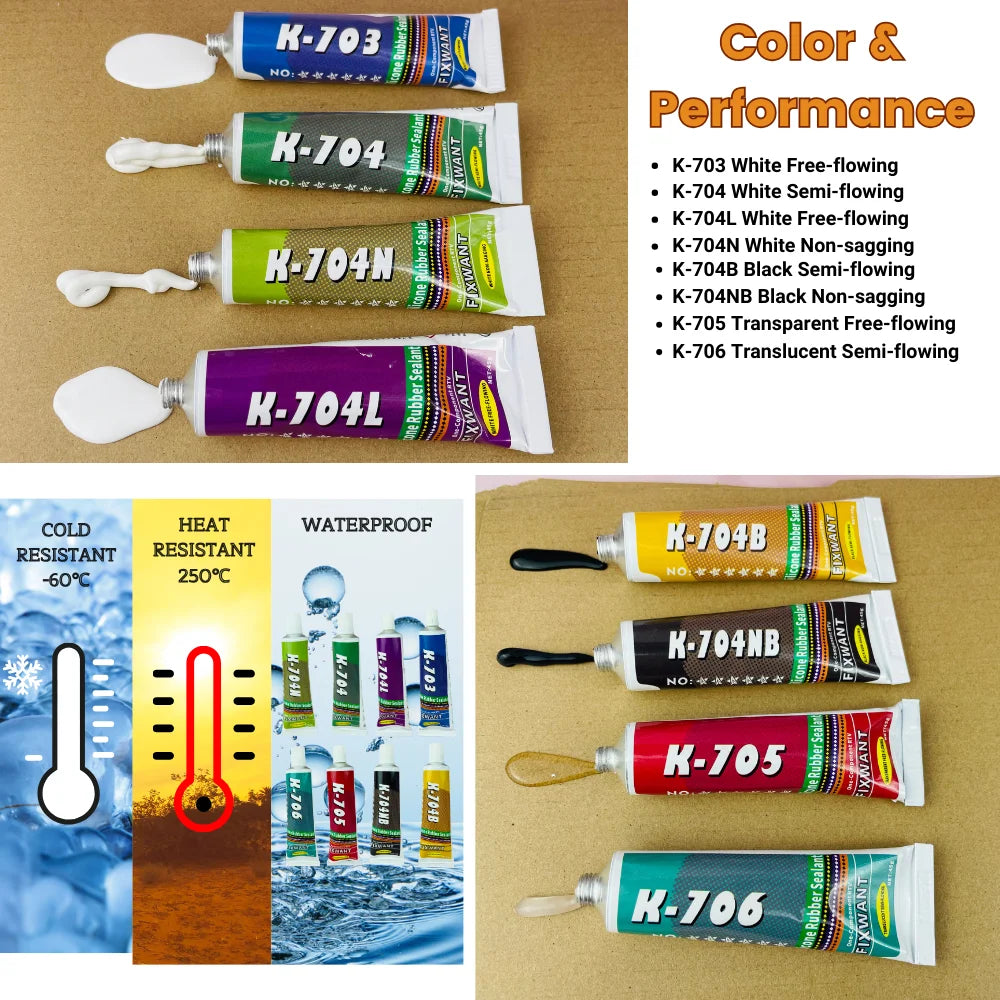 Silikon Dichtungskleber 45g in Schwarz Weiß Transparent für Elektronik