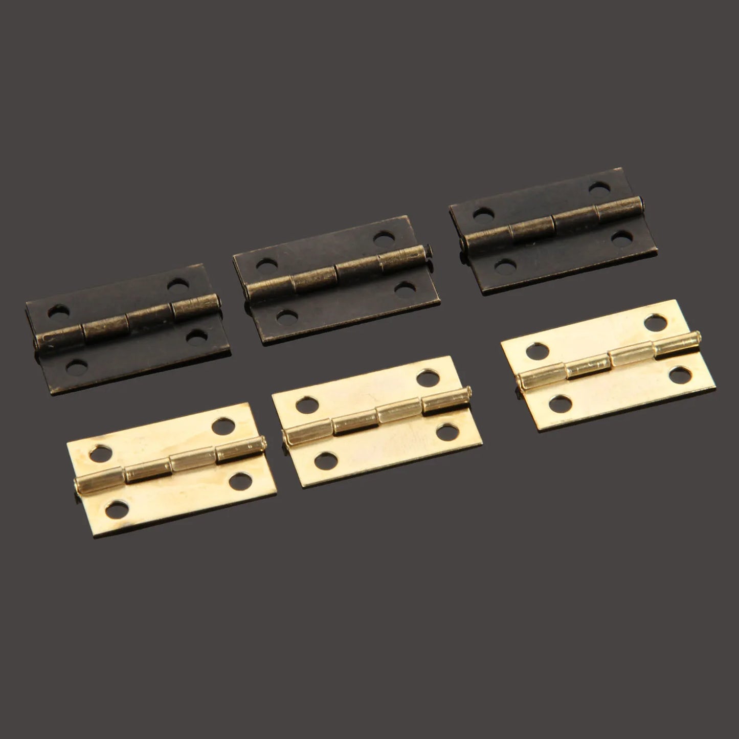 10er Set dekorative Möbel-Scharnier 24x16mm für Vintage Holzboxen