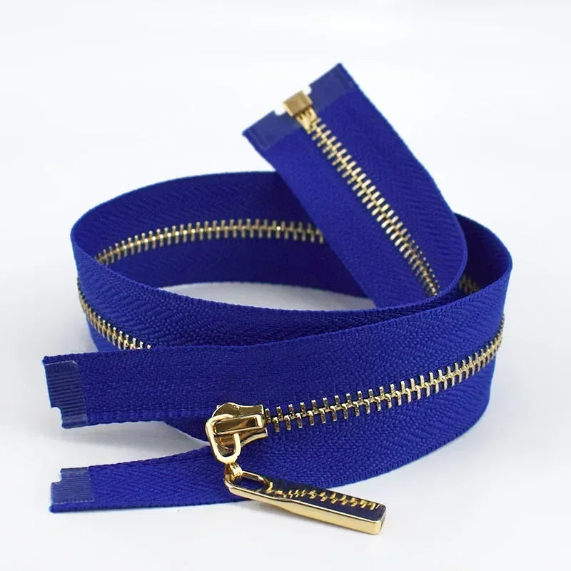 Metall Reißverschluss goldene Zähne offen 40-70cm für Taschen Jacken Kleidung