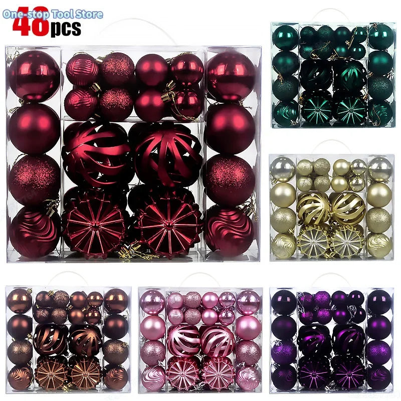 48 teiliges Set Hohl Weihnachtskugeln zum Aufhängen