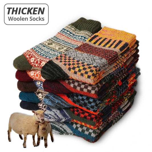5 Paar warme dicke Herrensocken im Retro Stil EU38 44