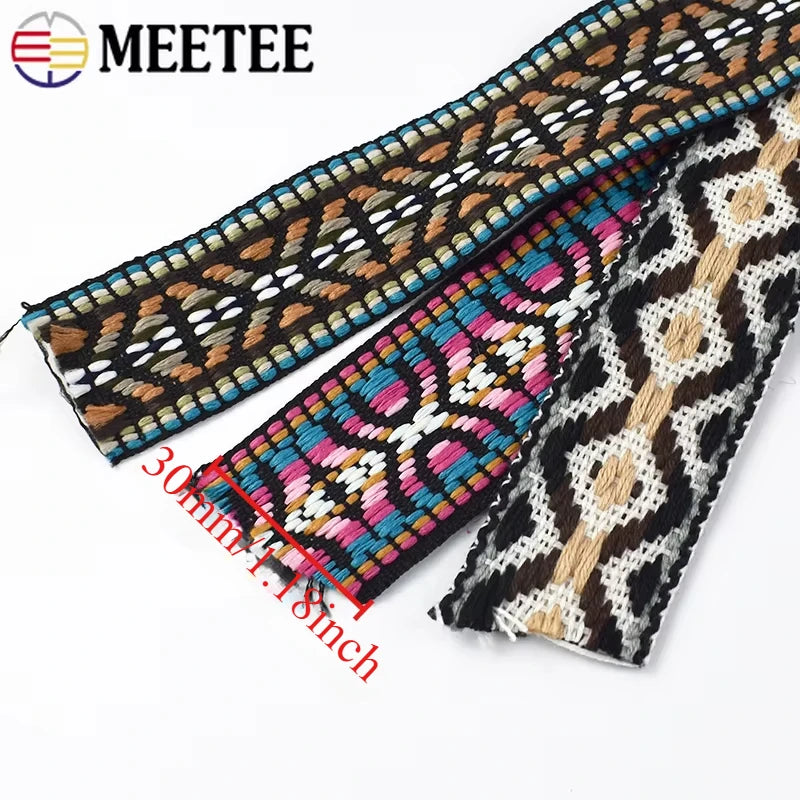 30mm Ethnisch Jacquard Gurtband Polyester DIY Nähen Dekor 2/5/10 Yards