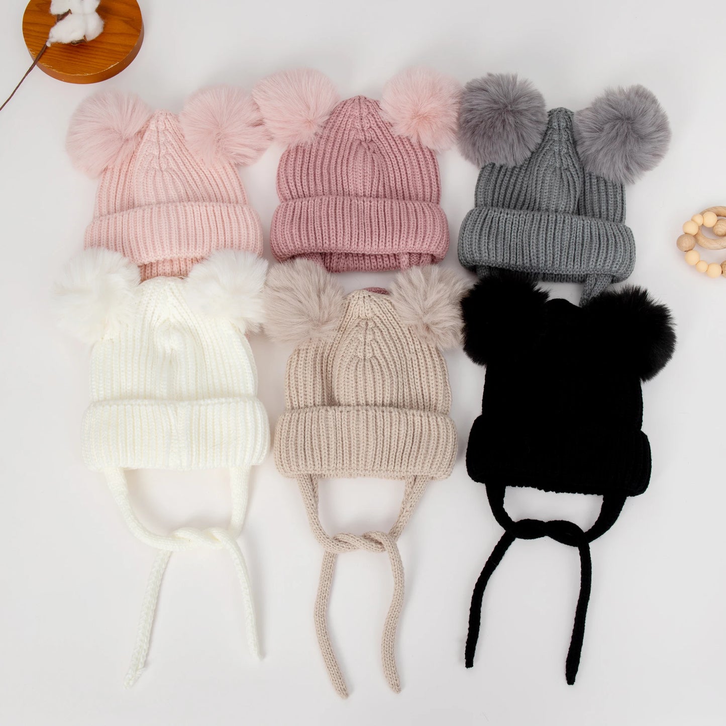 Winter Baby Mütze mit Pompom Gestrickte Beanie für Jungen und Mädchen
