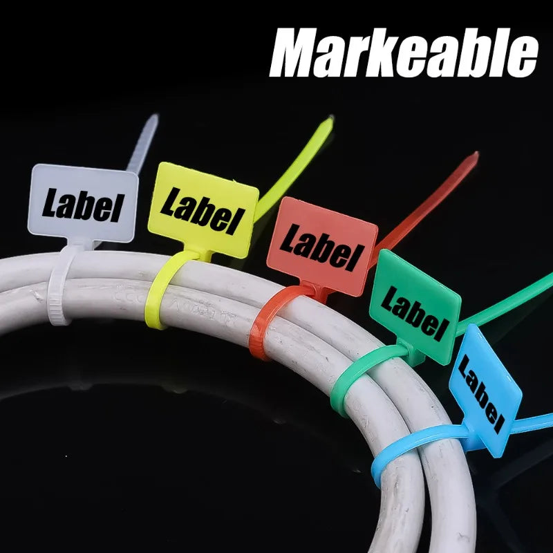 Nylon Kabelbinder Set 100/500 Stk – Selbstsichernd Marker Etikett Büro Garten