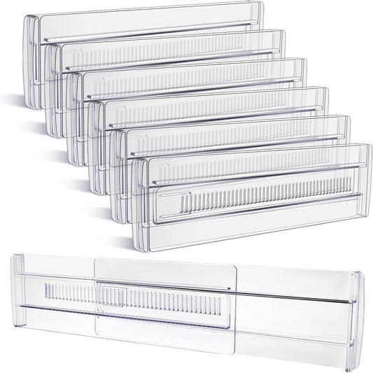 Schubladenteiler, 6er-Pack verstellbarer Schubladen-Organizer, transparenter, erweiterbarer Kommoden-Organizer für Kleidung, Küchenutensilien, Geschirr, Zeichnen - Yabubest - Home & More
