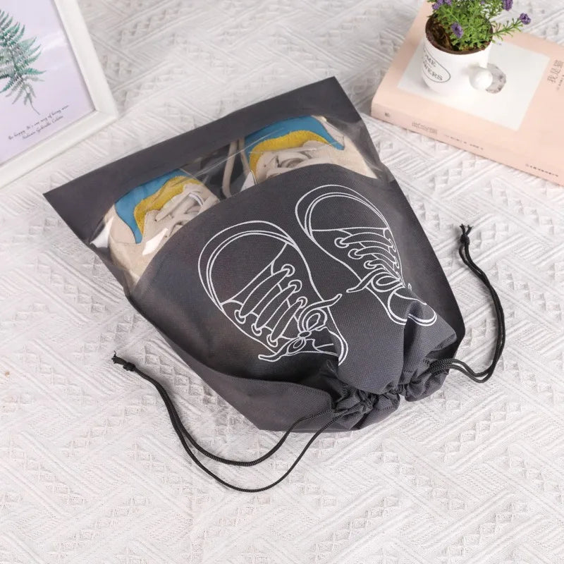 10er Pack Vlies Schuhbeutel staubdicht - feuchtigkeitsbeständig für Reise - Zuhause