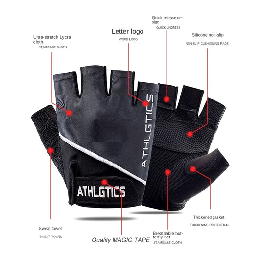 Atmungsaktive fingerlose Fahrradhandschuhe für Herren und Damen Training
