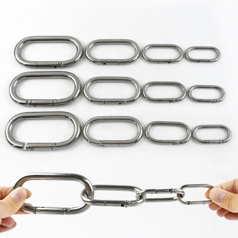 Edelstahl Federspulenschnalle Karabiner Ringhaken Schlüsselanhänger Clip