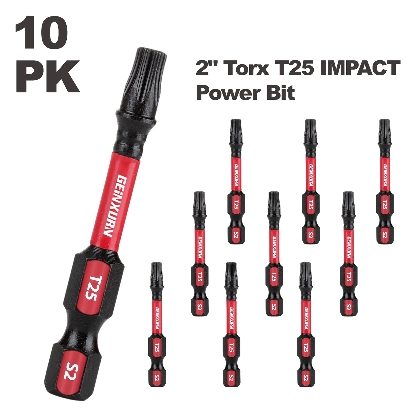 T25 Torx Power Bit Set, magnetisch, S2 Legierter Stahl, 2 Zoll