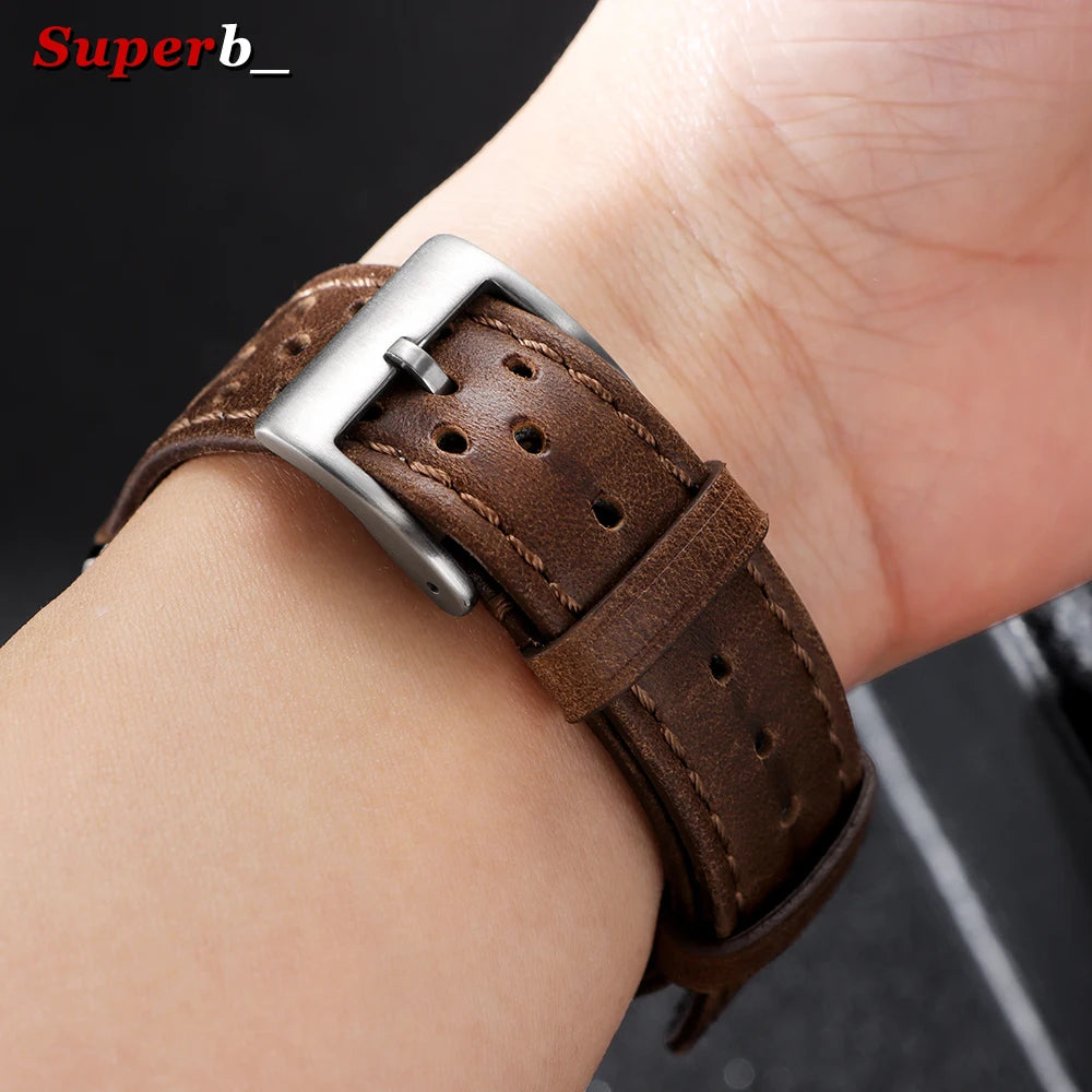 Vintage Uhrenarmband aus echtem Rindsleder in drei Breiten